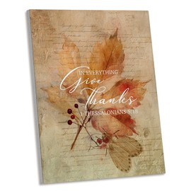 AEHIE Vintage Christian Fall Leaves Wall Art Decor, Bible Verse Rustic Fall Leaf Thanksgiving Framed Canvas Wall Art, Religious Scripture Decorations for Church Home Bedroom Living Room,11x14