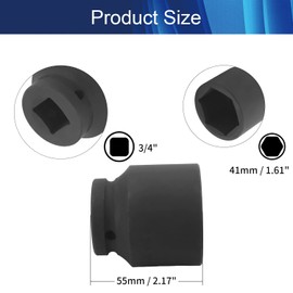 Hegebeck Deep Impact Socket, 41mm 3/4 Inch Drive Electrophoresis Metric Socket, Heat Treated Chrome Molybdenum Steel, for Easy Removal