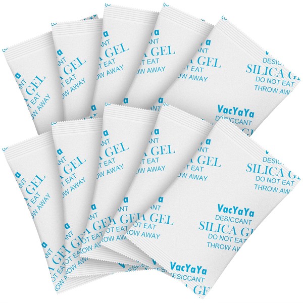VacYaYa 5 g (100 packs) food grade moisture absorber silica gel desiccant packets for storage, desiccant silica gel packs, likewise safe for moisture