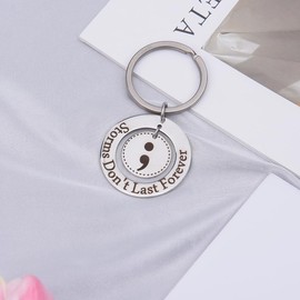 Guqqeuc Mental Health Encouragement Depression Gifts for Women Men Semi Colon Keyring Gift for Depression Daughter Son Motivational Inspirational Gifts for Women Men Storms Don't Last Forever Gifts