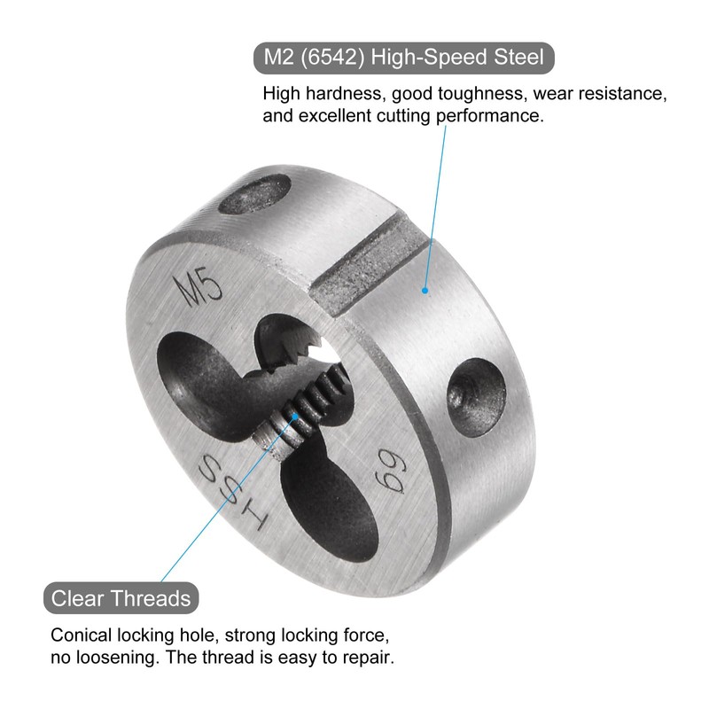 sourcing map Round Threading Dies, Metric M5 x 0.8 Thread