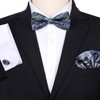 FOSDICK Men's Bow Tie and Cuffed Buttons with Pocket Square