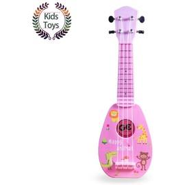 YOLOPARK Mini Guitar Ukulele Toy for Kids, 4 Strings Keep Tones Can Play Not Electronic Ukulele, Children Musical Instruments Educational Toys for Beginner (Pink, 17")