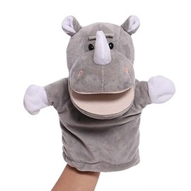 Proumhang Hand Puppets for Kids,Soft Plush Zoo Animal Puppet for Children Toddlers Boys Girls,25cm Rhinoceros