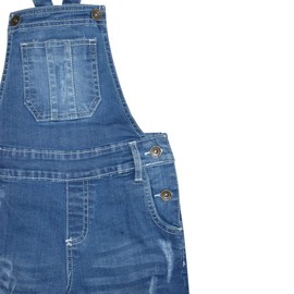 A2Z 4 Kids Girls Shorts Dungaree Denim Ripped Stretch Summer Jeans - Shorts Dungaree D77 Light Blue 3-4