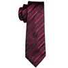 Barry.Wang Men Tie Red Black Stripes Silk Ties Pocket Sqaure