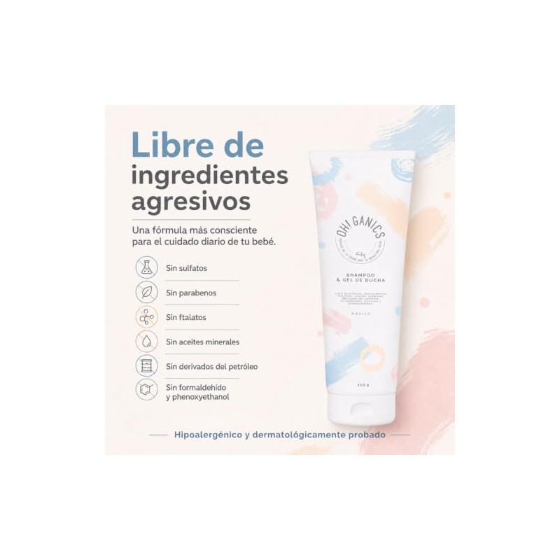 OH! GANICS Shampoo y Gel de Ducha para Bebé, 250