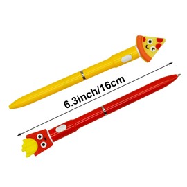 Maydahui 8 Pcs Cute Fast Food Pens With Built-in LED Lights - Twistable Fun Luminous French Fry, Pizza, Popcorn, Toast Light Up Pens - Black Ink for School Office