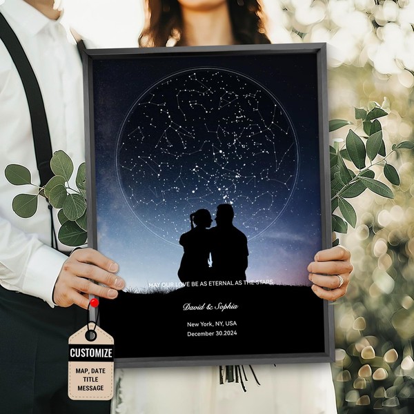 Custom Star Map Poster Prints, Personalized Star Map Art Prints