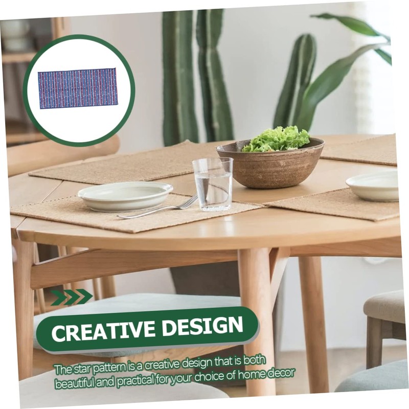 WHAMVOX 4th of July Decorative Table Cloth Star Strip Pattern