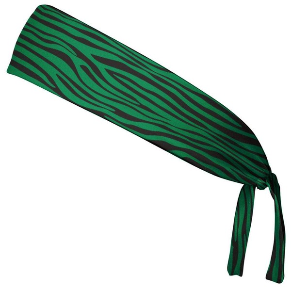 Zebra Kelly Green & Black Elastic Tie Running Fitness Headbands