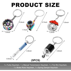 KVAEY - Juego de 5 llaveros de metal para coche, diseño de llavero turbo de metal, absorbe los golpes, para hombres y mujeres (naranja + negro)