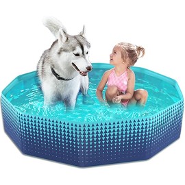 Jasonwell Foldable Dog Kiddie Pool - Hard Plastic Kids Paddling Pool Toddler Baby Swimming Pools for Backyard Collapsible Whelping Box Pet Doggie Cats Wading Pools Bathtub for Puppy Large Dogs 48In