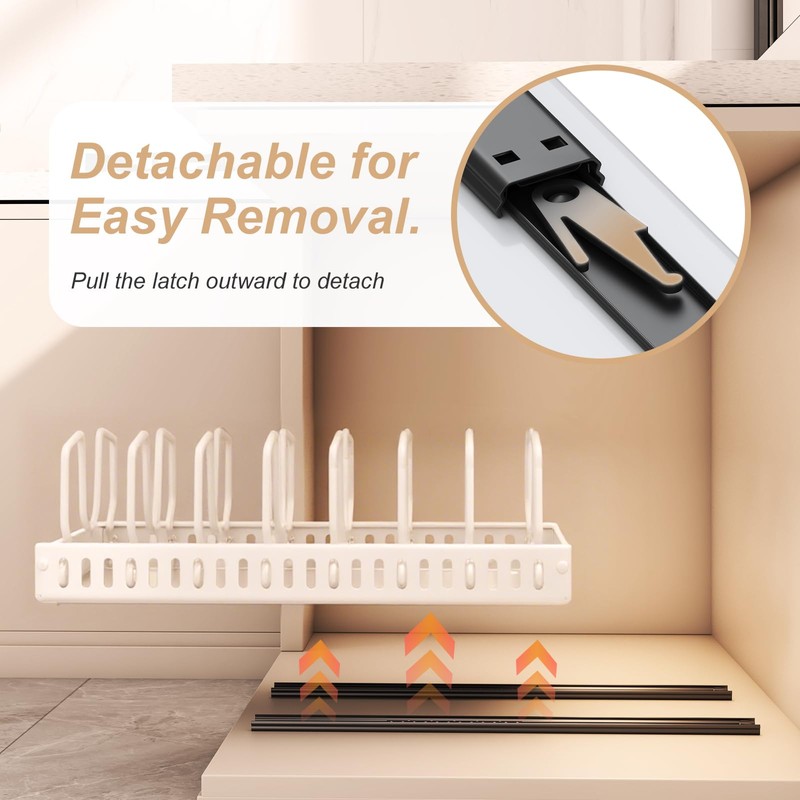 Pots and Pans Organizer Under Cabinet 2 Pack, Pull-Out Cabinet