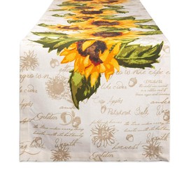 DII Table Top Décor Collection Spring & Summer Table Runner, 14x108, Rustic Sunflowers Print