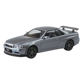 Aoshima Bunka Kyozai 1/32 The Snap Kit Series Nissan R34 Skyline GT-R Nulu Sparkling Silver Color Coded Plastic Model 11-E