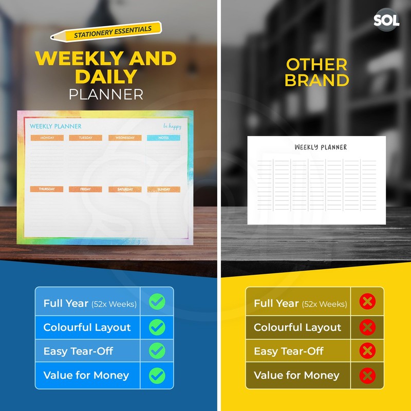 Weekly Planner Pad | 52 Sheets | 27 x 19cm