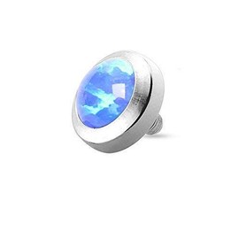 Tapsi´s Coolbodyart® Dermal Anchor Piercing Aufsatz Edelstahl Chirurgenstahl 316L Opal Flach Blau