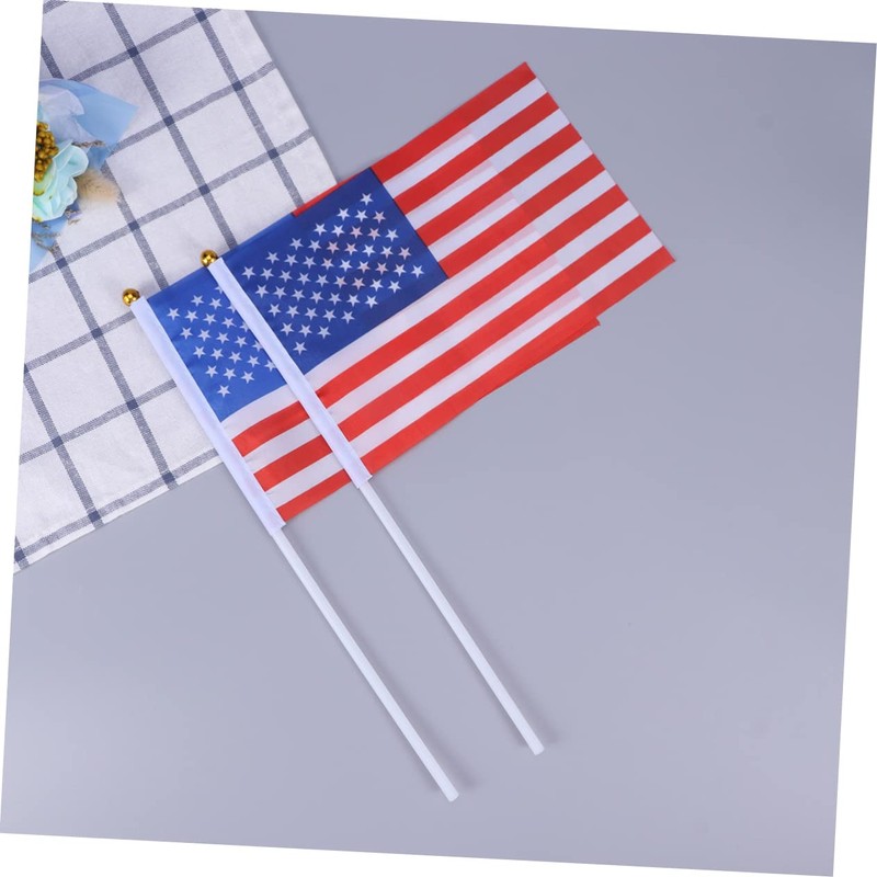 TEHAUX 50 Pack Usa Flags Mini America Flags Stick Polyester