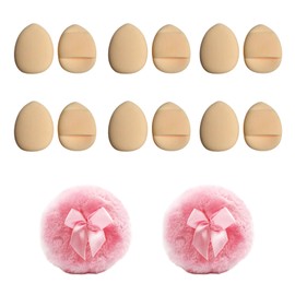 Landrain 14-Piece Makeup Powder Puff Set - 12 Finger Powder Tassels + 2 XXL Fluffy Puffs | Vegan, Washable