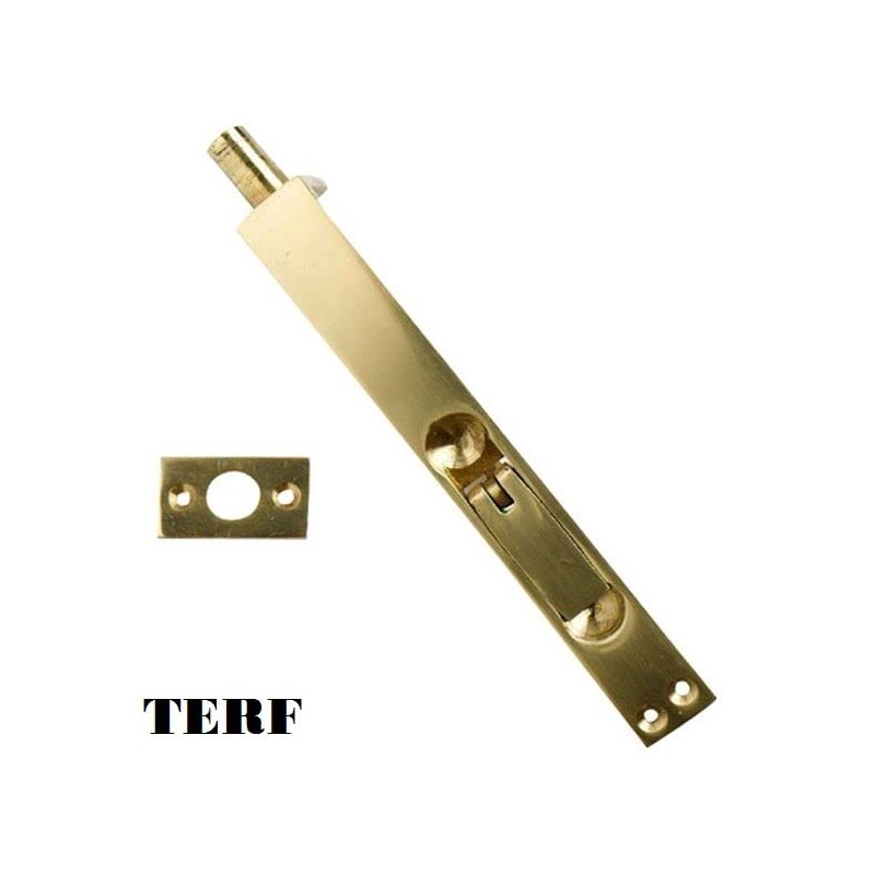 TERF® Traditional Vintage Style Polished Brass Flush Bolt 150mm [6'']
