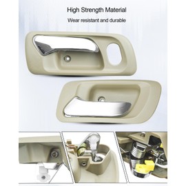 AUGREX 4 PCS Inside Interior Door Handle Set Fit for Honda Accord Odyssey 1998-2004, Replace HO1352118 HO1353118, Front & Rear Left Driver & Right Passenger Side Beige Bezel with Chrome Lever