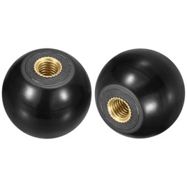 sourcing map 4Pcs Threaded Ball Knobs, M6 Female Thread Thermoset Ball Knob 25mm Dia Round Operation Ball Handles with Copper Insert for Machine Lever Handle, Black