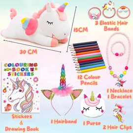 Lubibi Unicorn Plush Toy Set, Stuffed Soft Unicorn Toy With Painting Set, Stickers, Unicorn Accessories Perfect Soft Snugly Playtime Companions for Children，Unicorn Gifts for Girls（15-30cm）