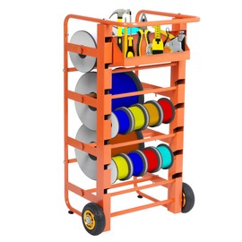 Gtouse Wire Spool Rack Multi-Spool Wire Rack Dispenser Cable Caddy 11 Rods Heavy Duty Wire Spool Cart with Wheels Cable Spool Dispenser Wire Reel Holder for Electrical Industrial Retail