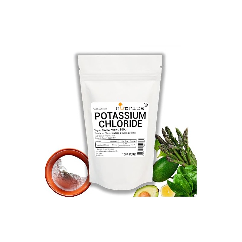 Potassium Chloride 100g 100% Pure - Free from Fillers Binders