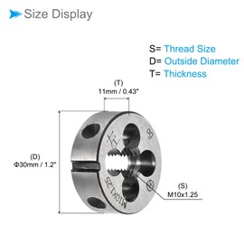 CoCud Round Thread Repair Die, M10x1.25 Die 30mm Outer Diameter Alloy Tool Steel Left Hand Cylindrical Pipe Thread Processing Tool with 4 Tip Holes (Application: Applicable to Thread Repair)