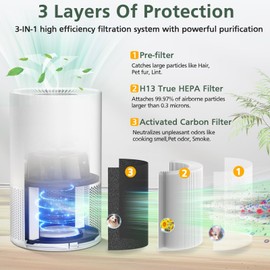 AP-S0610L Air Filter Replacement for MOOKA AP-S0610L Air Purifier, 3-IN-1 H13 True Hepa Filter, High-Efficiency Activated Carbon for pet odors, dander - 2 Pack