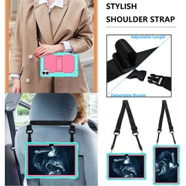 Doemoil Case for Vortex BTAB10/CMG10110.1 inch Tablet Hybrid Shockproof Case Built in Kickstand Shoulder Strap with Screen protectror for Vortex BTAB 10/CMG10110.1 inch Tablet (Green/Pink/2 PCS)