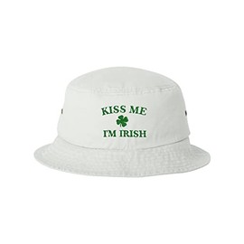 One Size White Bucket Kiss Me I'm Irish Embroidered Cap Dad Hat