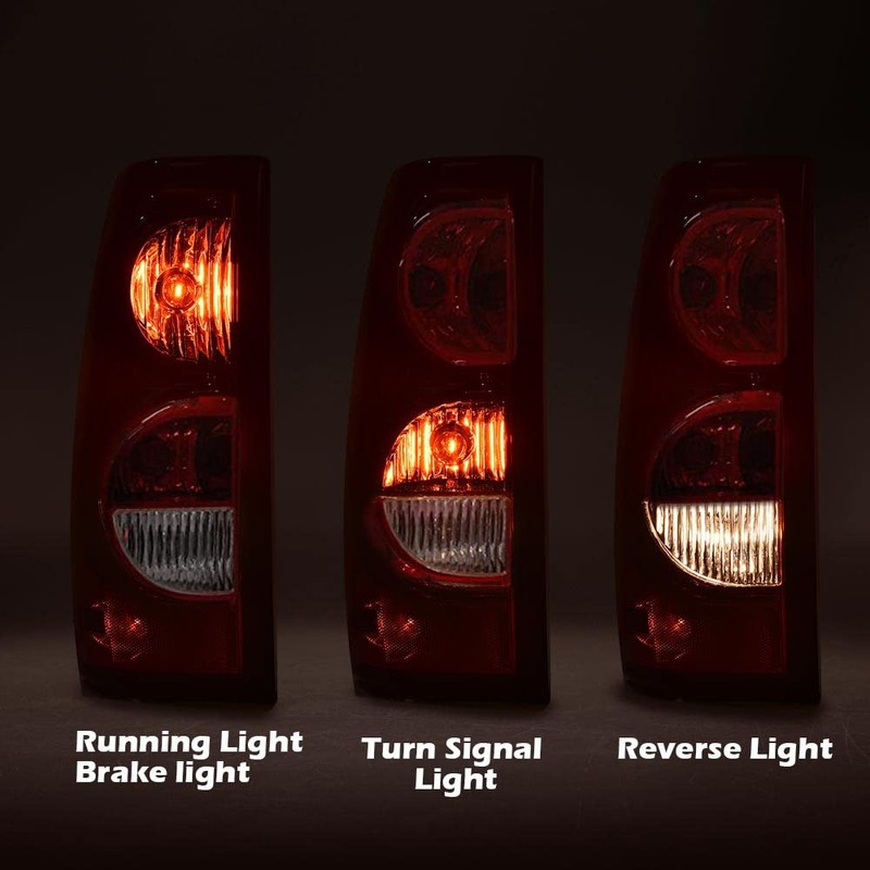 PIT66 Tail Lights Assembly, Compatible with 2003-2006 Chevy Silverado Pickup