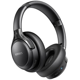 BERIBES Auriculares Bluetooth sobre la oreja, tiempo de reproducción de 65 horas y 6 modos de música ecualizados, auriculares inalámbricos con micrófo
