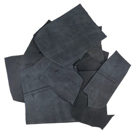 Hide & Drink, Restos de piel con cicatrices para artes y manualidades, (5 a 8 pulgadas) de largo, diferentes anchos (paquete de 12 onzas) - Negro carbón