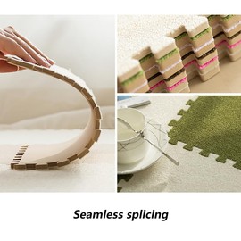 10 Pcs Interlocking Plush Foam Mat, Comfy Foam Carpet Tiles Floor Padding with Border Anti-Slip Border for Exercise, Yoga, Playroom, Garage, Room Floor, Puzzle Area (White)