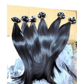 Bone Straight Jet Black Single Donor Raw Hair Burmese Curly Hair 6x6 Closure Frontal Clips in Tape Ins Crochet Hair hd Lace Wigsstyle: Kinky Straight, color: Natural color 100 gram per bundle, Stretched Length: 16"