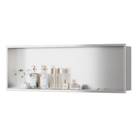 Qeke Stainless Steel Shower Niche 36" X 12", No Tile Needed Wall Niche, Recessed Shower Shelf for Bathroom Storage, Brushed Nickel