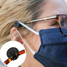 Glasses-Attached Mask Ear Saver & Strap Adjuster | Pain-Free Mask Hook for Hiking Black 5ea