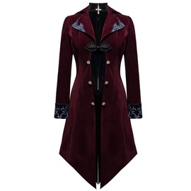 ZNZHKR Womens Medieval Renaissance Gothic Frock Coat Steampunk Victorian Jacket (Red, X-Large)