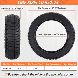10.5x2.75 Tubeless Tire for Segway Ninebot P65 P100 P100S E-Scooter
