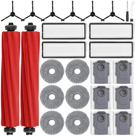 26 Pieces Accessories for Roborock Qrevo Pro/Qrevo S/Qrevo MaxV, 2 Main Brushes, 6 Dust Bags, 6 Wipes, 4 Filters, 6 Side Brushes, 1 Cleaning Brush, 1 Screwdriver
