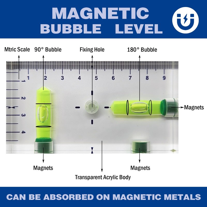 Geonassur Magnetic T type 90°/180° 2 Different Bubbles Shatterproof Cross