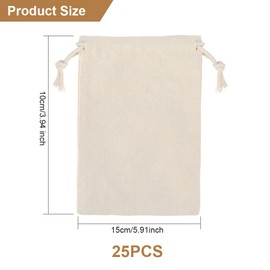 Aucuu 25pcs Small Cotton Bags with Drawstring Gift Bags, 10 x 15 CM Candy Bag Painting Set Mini Money Bag Kids Birthday Party Gift Bag for Holiday, Wedding, Party, Christmas, Creamy-white, 26x20x2 cm