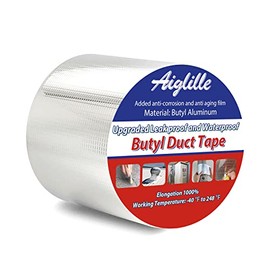 Aiglille Butyl Tape 4"W X 16'L, Leak Proof Waterproof Butyl Duct Strip, for RV Repair, Window, Silicone, Boat and Pipe Sealing, Rubber Roof Patching, Silver
