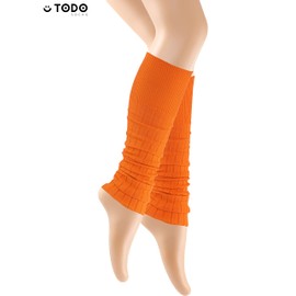 TODO Women's Cotton Leg Warmers - Soft and Comfortable Leg Warmers for Everyday Dancing, Sports, Gym, Mountain Tours., orange