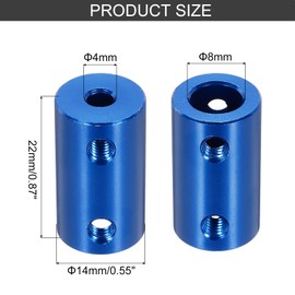 sourcing map Rigid Screw Coupling 4mm to 8mm Shaft Coupler Connector L25mm x D14mm Steel Joint Connector Rigid Coupling Set for 3D Printers DIY Encoder with 16 Screws, 4 Pcs