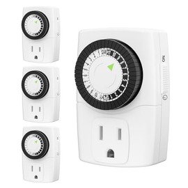 BN-LINK BND-60/U47 Mini Temporizador de Salida mecánico de 24 Horas, 3 Clavijas, Paquete de 4